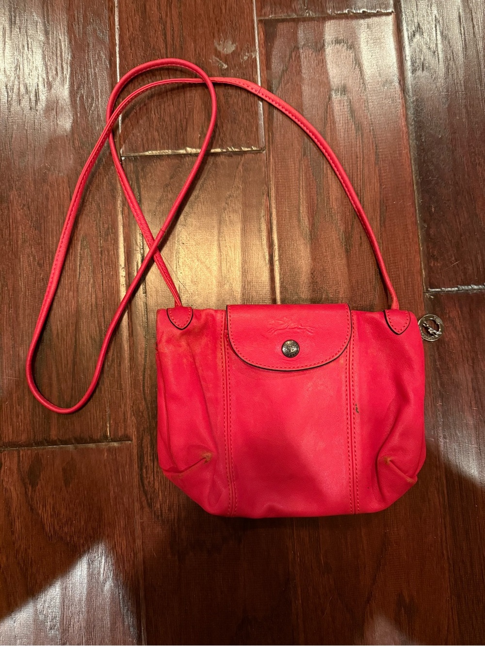 Longchamp Red Mini Leather Crossbody Bag